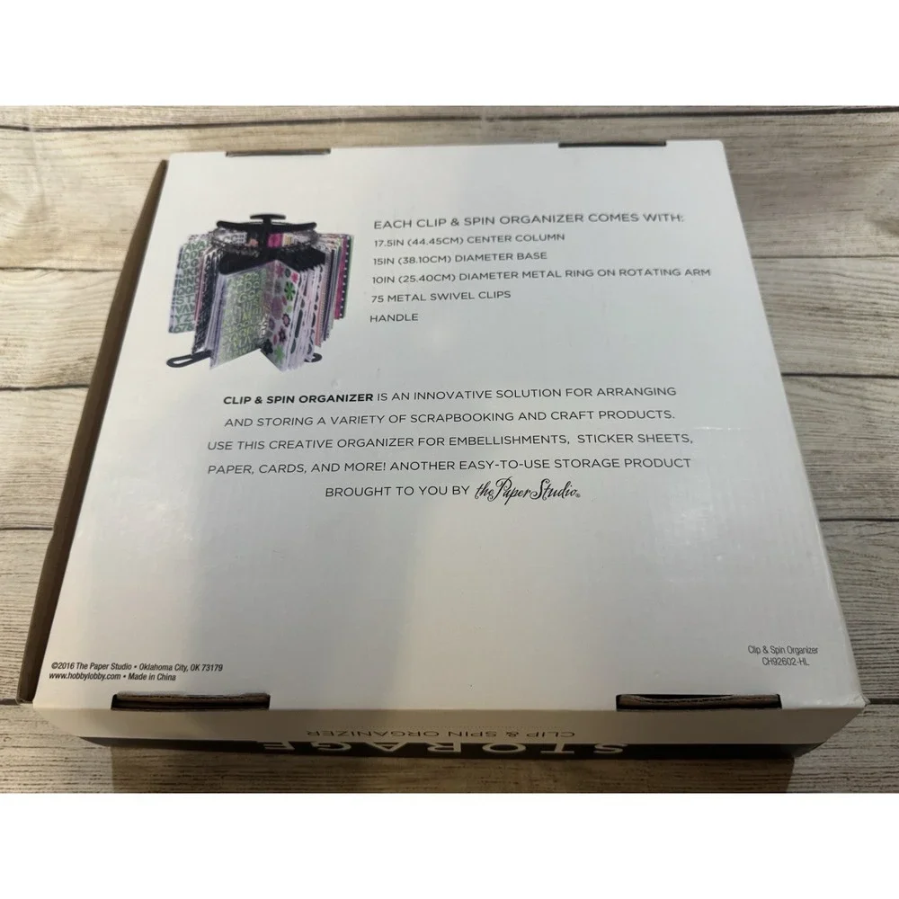 New in Box The Paper Studio Storage Clip & Spin Organizer Time Saver 75 Clip NIB
